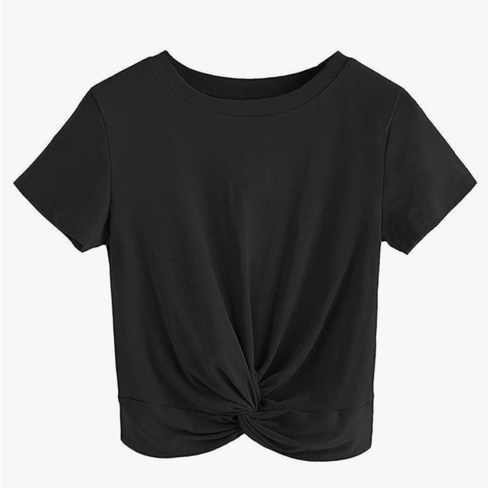 MakeMeChic Summer Crop Top Black XL